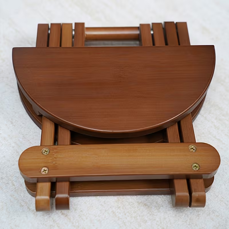 A portable folding round stool, shoe stool, lounge stool, bamboo stool