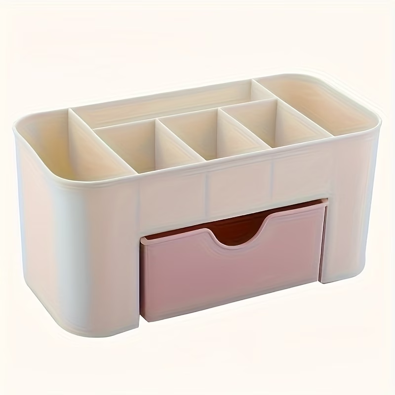 Multi-colored cosmetic storage box with drawers, made of lightweight plastic