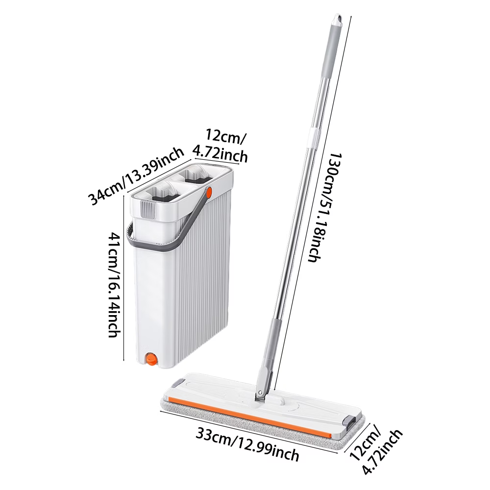 2-in-1 Hands-Free Flat Mop and Bucket Set - Wet and Dry Separation