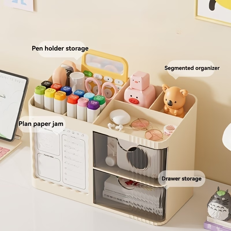 1 Desktop Organizer/Pencil Box - with 6 compartments/2 drawers on the right side