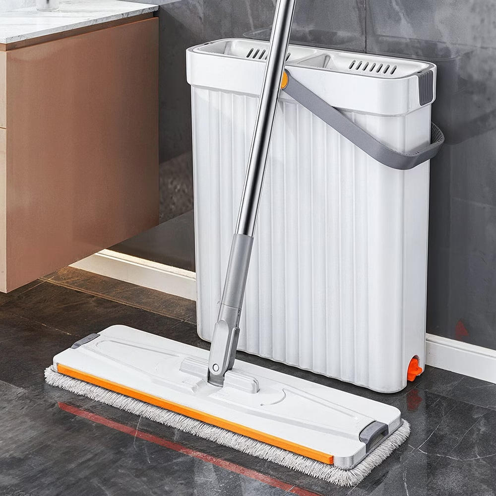 2-in-1 Hands-Free Flat Mop and Bucket Set - Wet and Dry Separation
