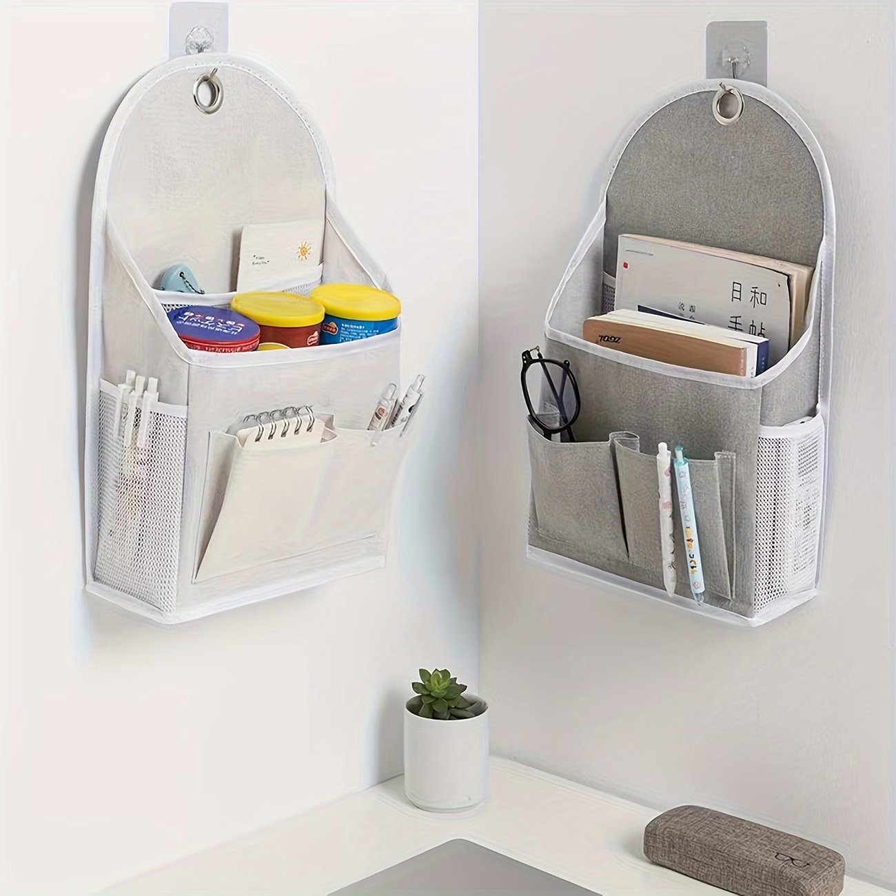 One side mesh pocket, double pocket storage bag, wall-mounted storage bag