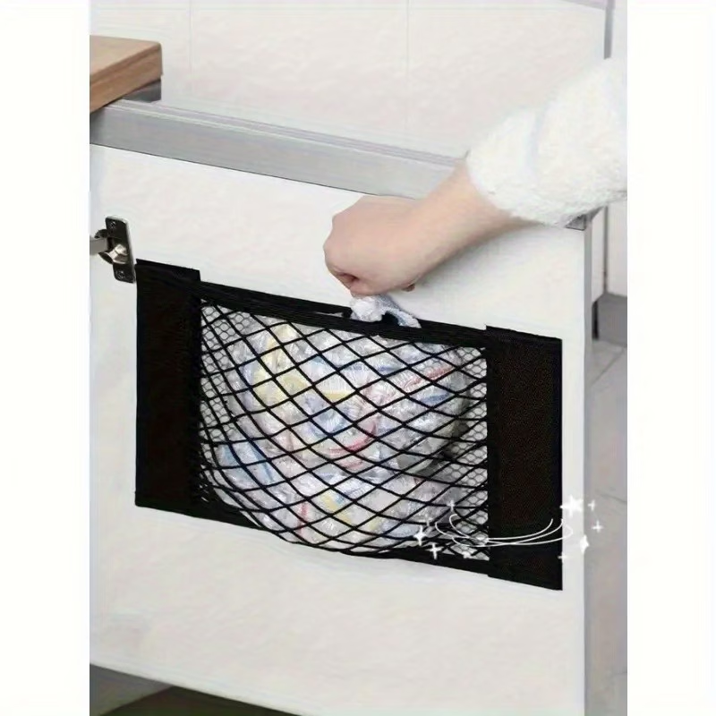 Adhesive wall-mounted storage mesh bags. No drilling required.