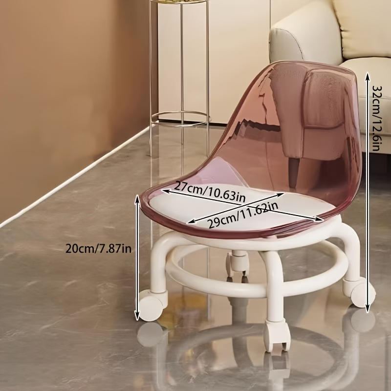 Portable round stool with backrest for changing shoes at the entrance.