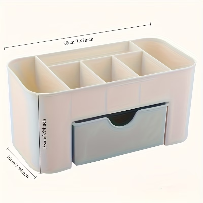 Multi-colored cosmetic storage box with drawers, made of lightweight plastic