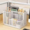 Three-compartment metal storage box | Carbon steel material, painted finish