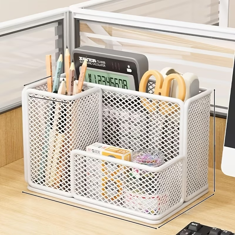 Three-compartment metal storage box | Carbon steel material, painted finish