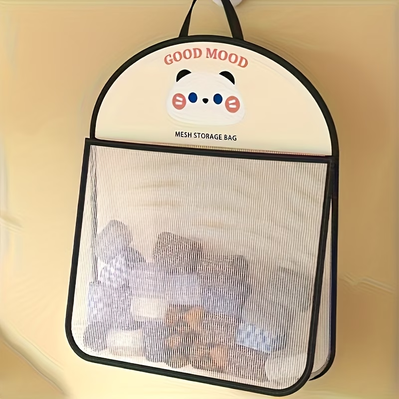 Hanging mesh storage bag | Breathable fabric, cute animal pattern