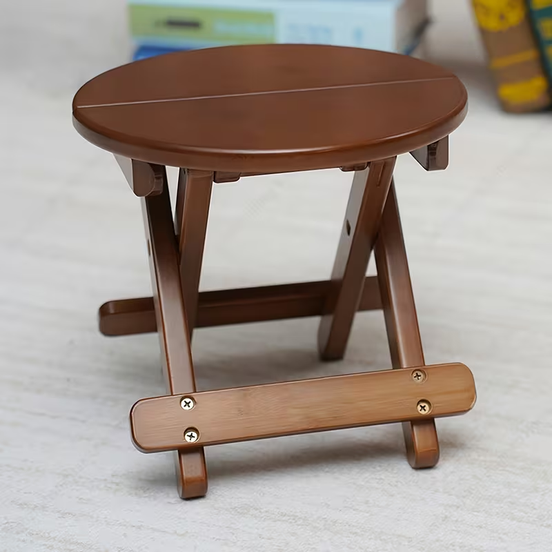 A portable folding round stool, shoe stool, lounge stool, bamboo stool