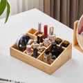 Large capacity multi-compartment bamboo desktop storage box