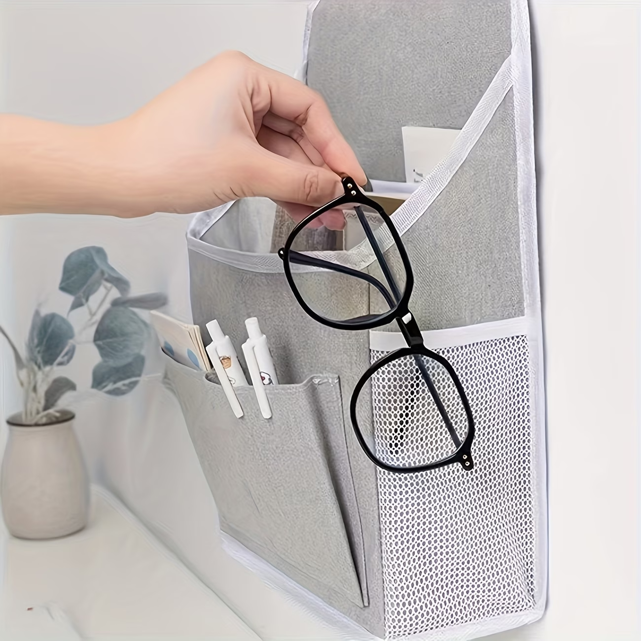 One side mesh pocket, double pocket storage bag, wall-mounted storage bag