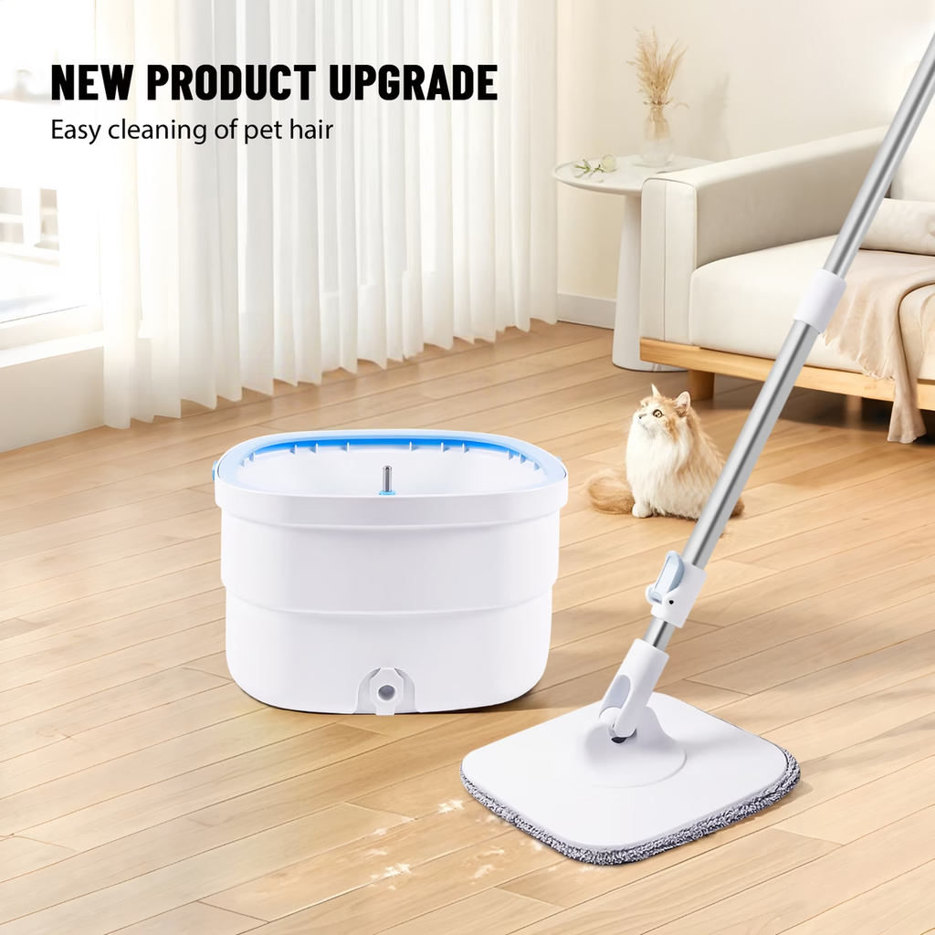 Washable and dry mop bucket set, 360° rotating flat mop.